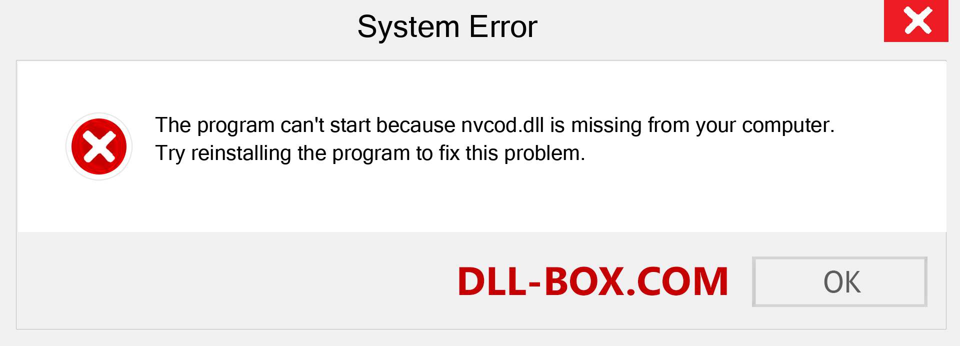  nvcod.dll file is missing?. Download for Windows 7, 8, 10 - Fix  nvcod dll Missing Error on Windows, photos, images